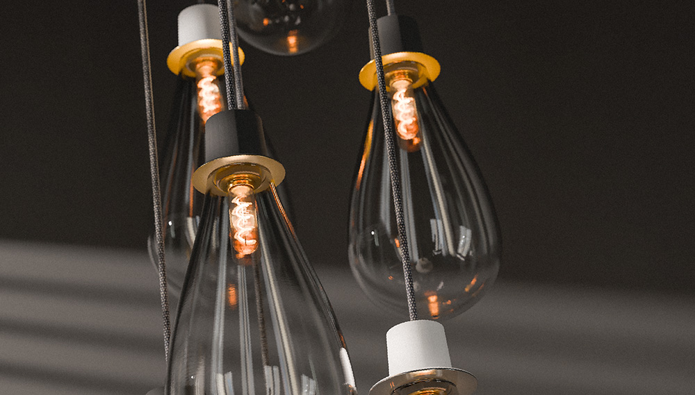 Menší designové svítidlo Flow Mini ručně vyrobené z porcelánu a foukaného českého křišťálu.